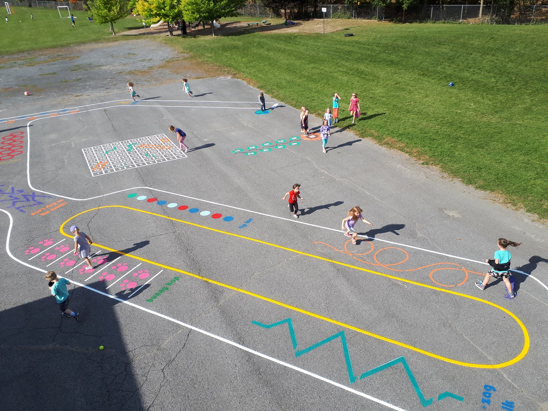 Primary students enjoying some school yard upgrades.