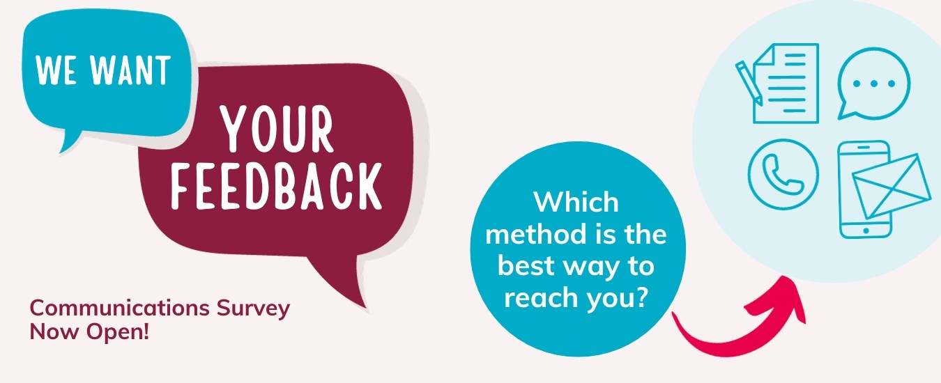 Graphic that says "We want your feedback. Which method is the best way to reach you?"