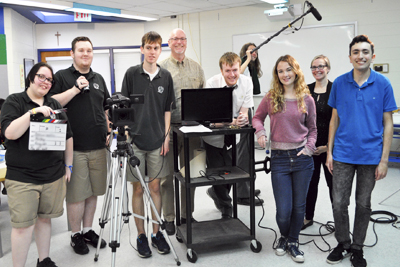 SHSM Comm Tech students on video production shoot.jpg