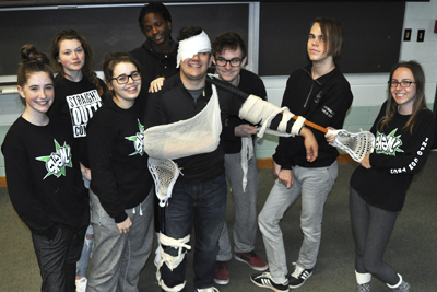 SHSM ICT students practice First Aid bandaging.jpg